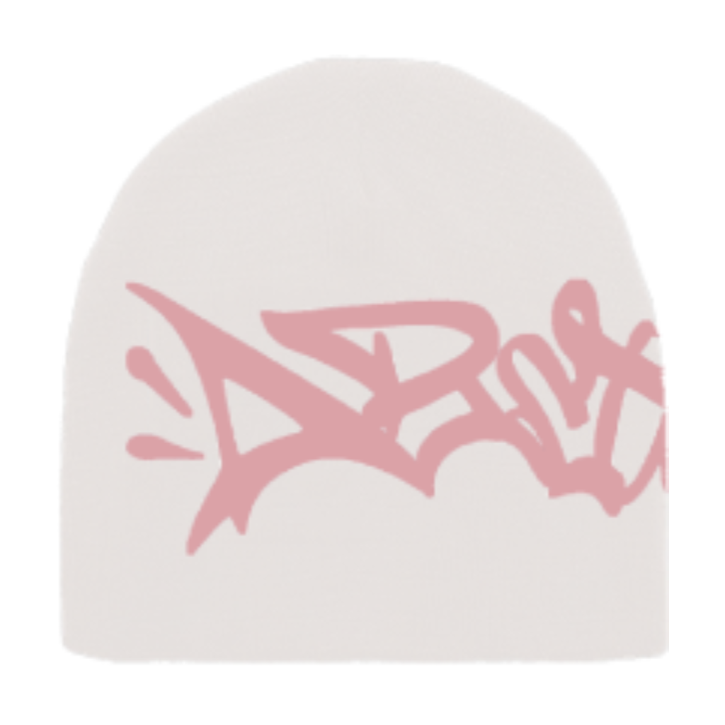 Abstract - Reversible Beanie Pink/White