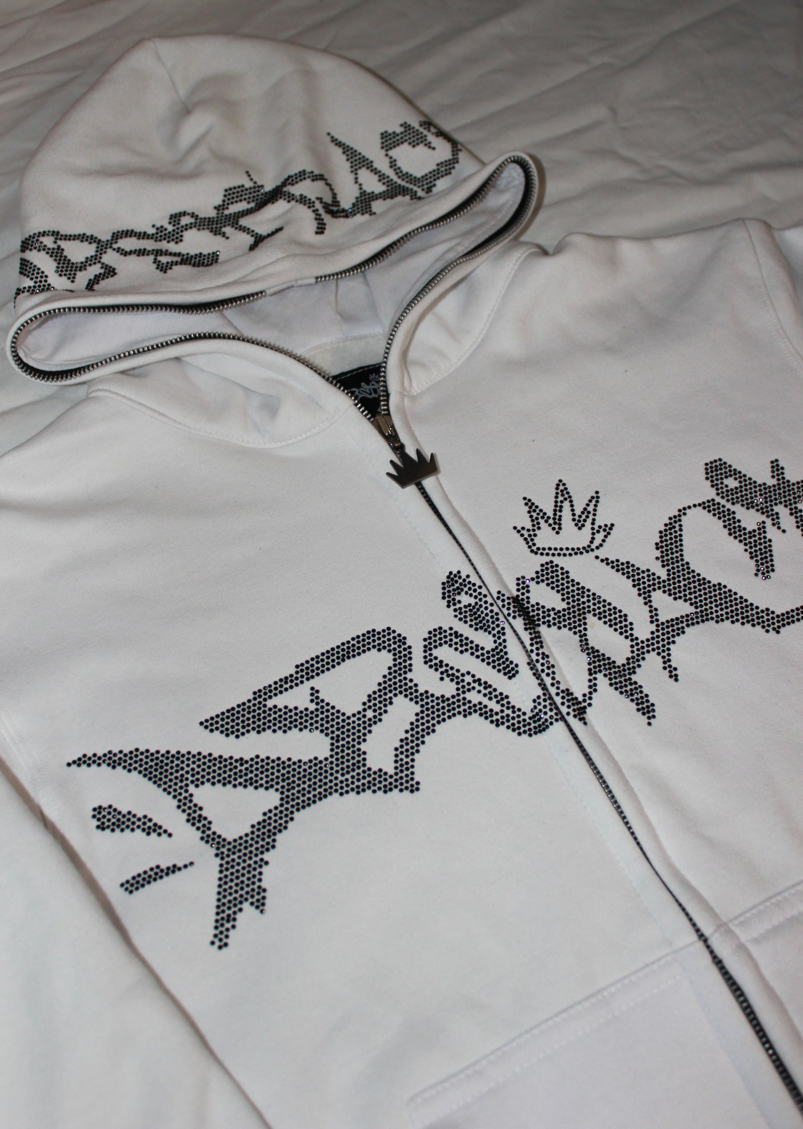 Abstract - Rhinestone Fullzip White