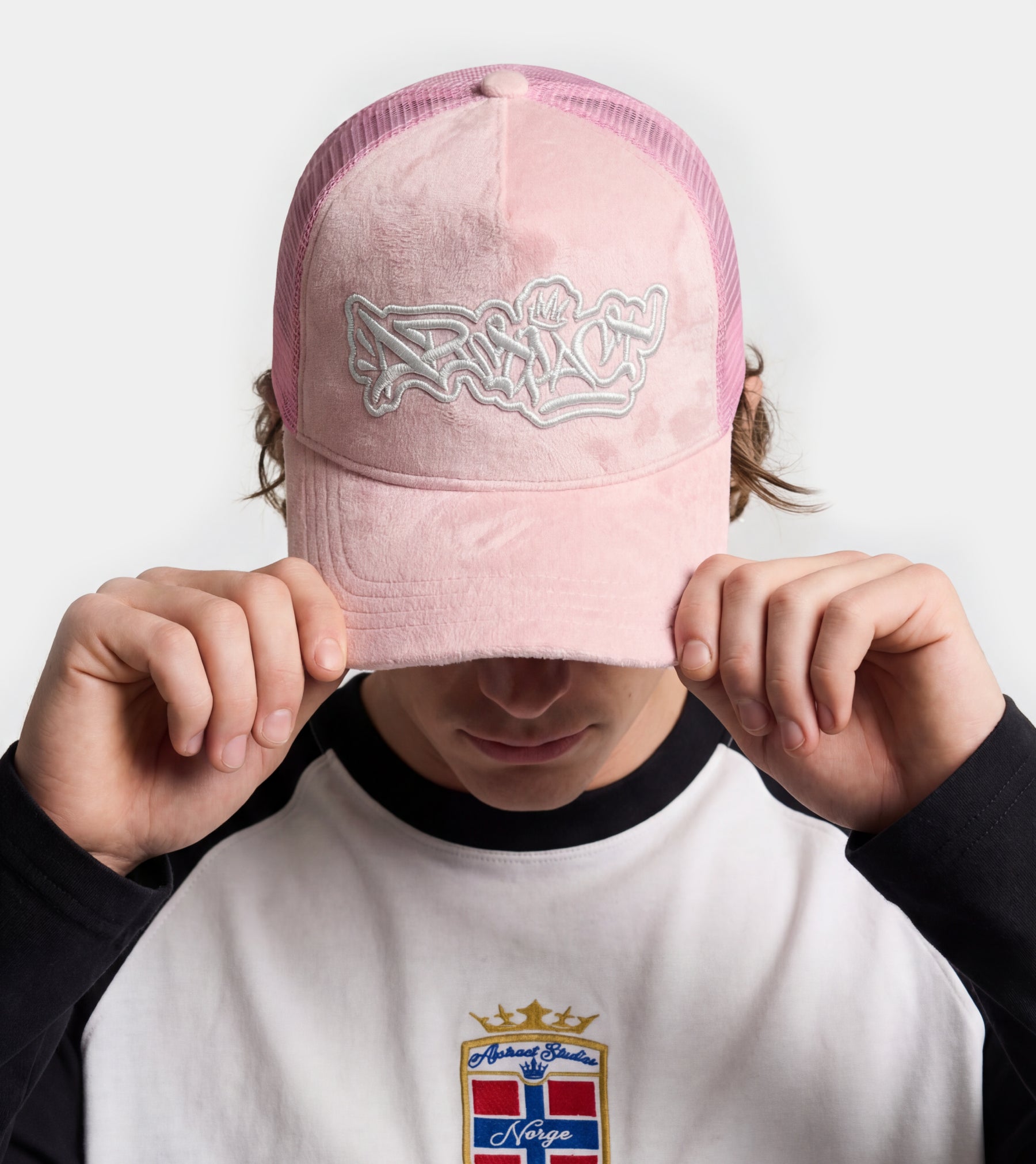 Abstract - Suede Trucker Hat "Baby Pink"