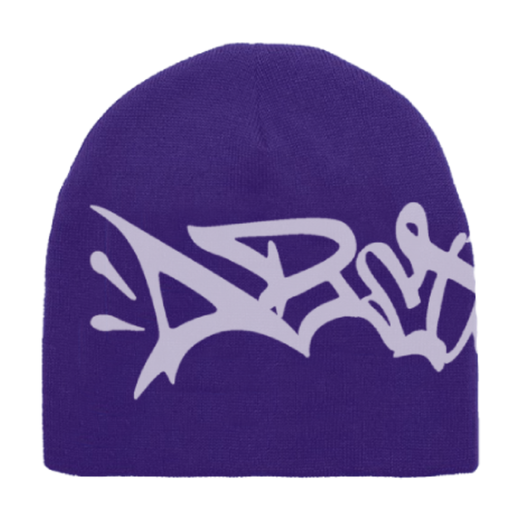 Abstract - Reversible Beanie Purple/White